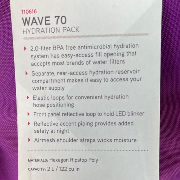 High Sierra Women\'s Purple Wave 70 Hydration Pack Size 2L/ 122cu In - New main image 4